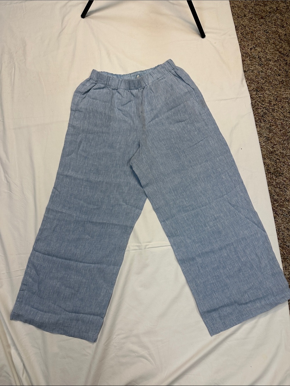Lafayette 148 New York Pale Blue Wide-Leg Linen-Blend Pants